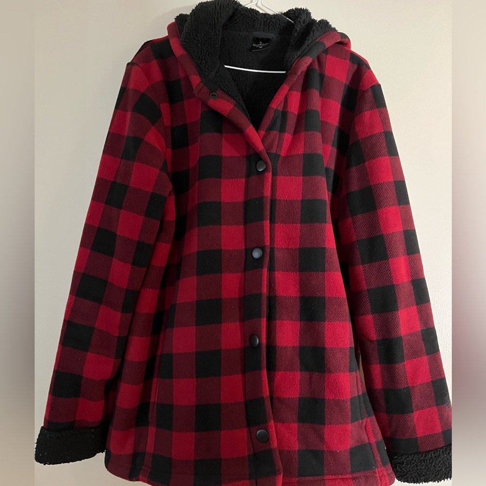 Cuddl Duds Red and Black Plaid Ski Jacket